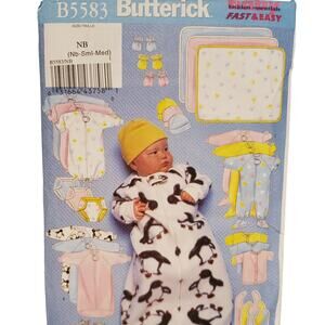Vintage Butterick Sewing Pattern Baby Jumpsuit Diaper Covers Blanket UNCUT B5583